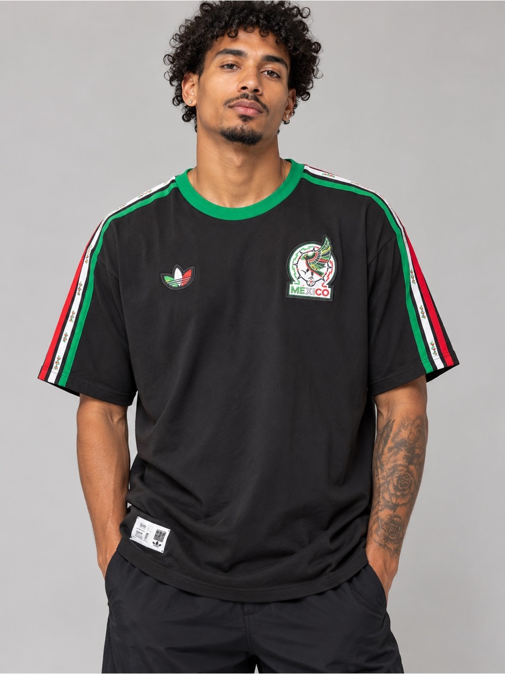 adidas x Someone Somewhere Mexico Crest Black Short-Sleeve Men's Shirt, 2XL